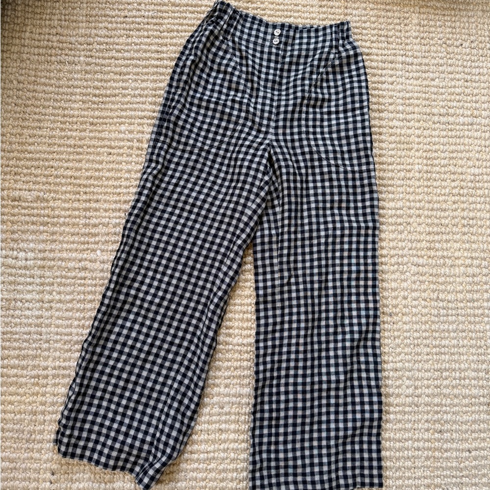 Not Perfect Linen Gingham Sarah Fit & Flare Pants